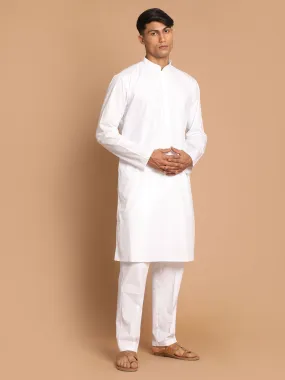 Jashvi Men White Kurta with Pyjamas Set