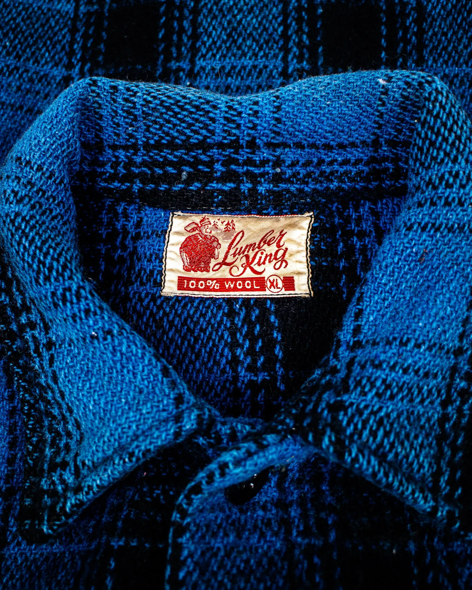 1940s LUMBER KING Buffalo Black and Blue Plaid Shacket