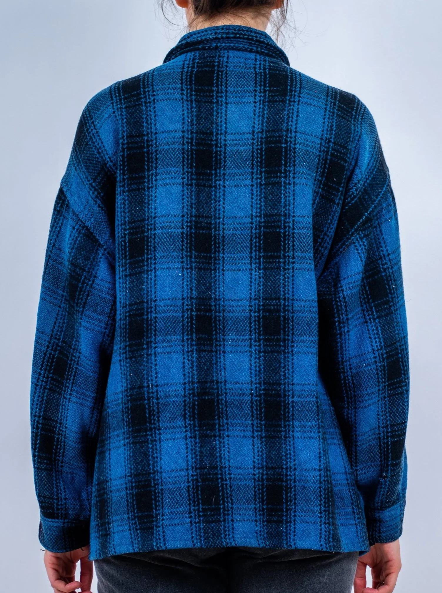 1940s LUMBER KING Buffalo Black and Blue Plaid Shacket