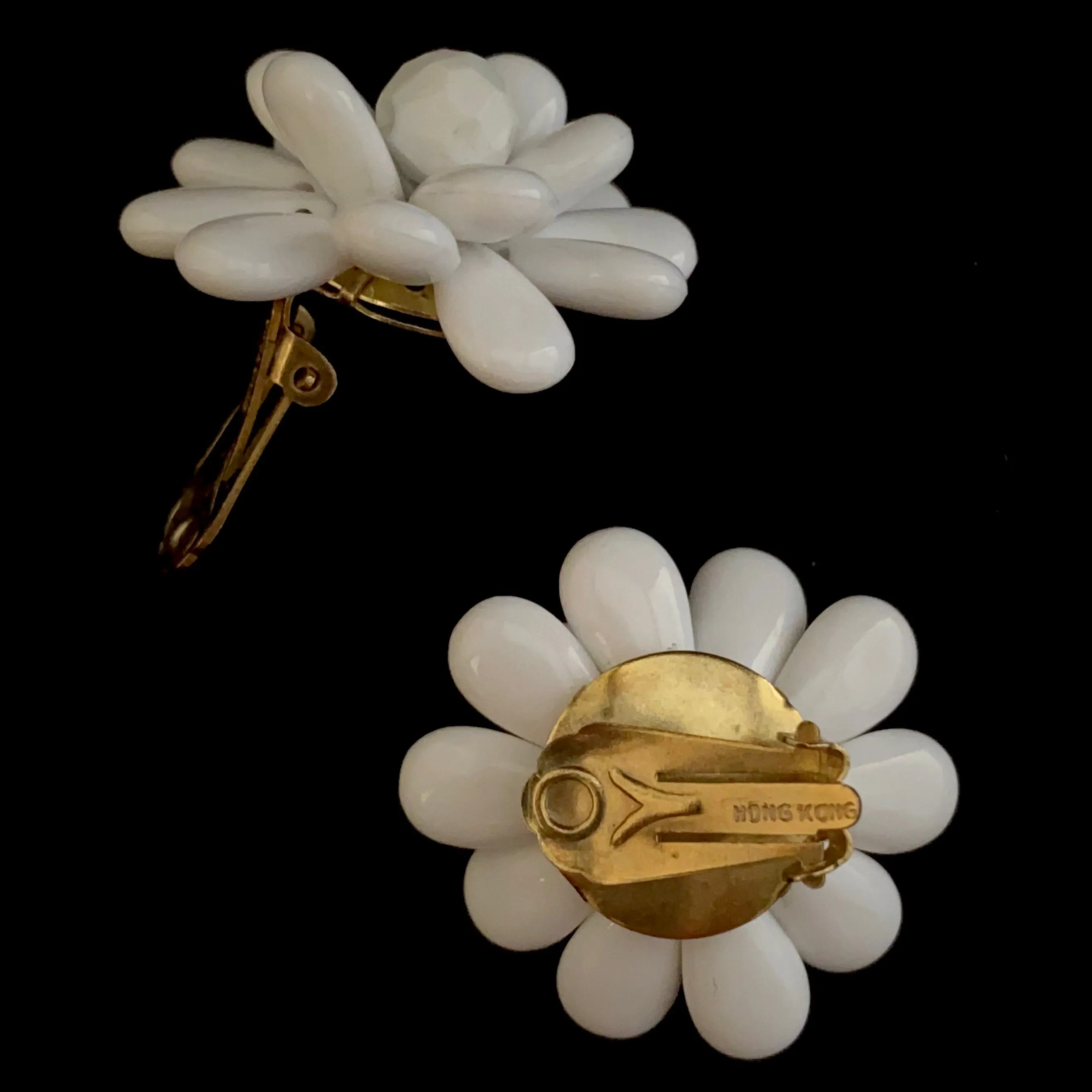 1960s Hong Kong Flower Earrings