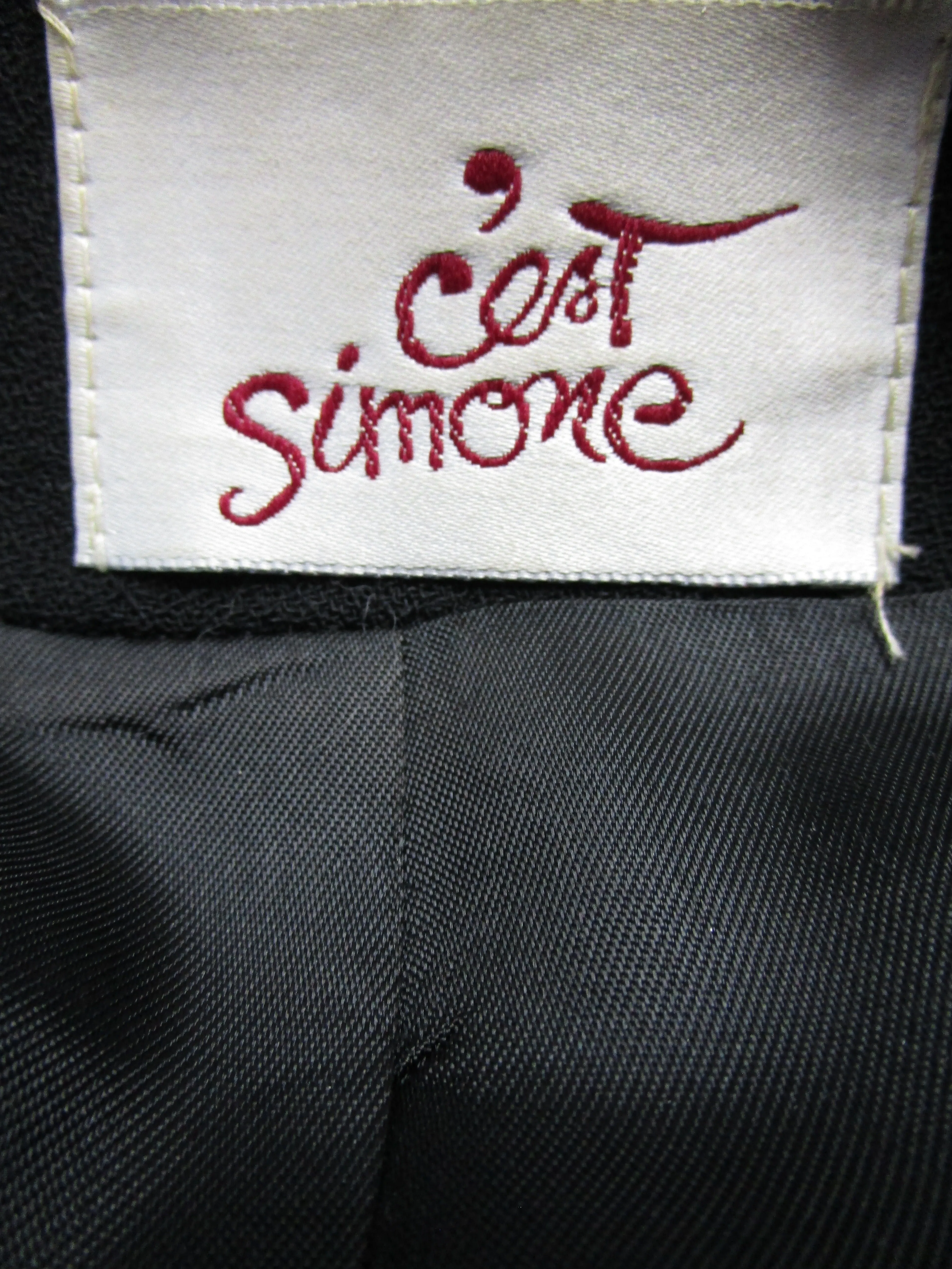 1980s C'est Simone Black Wool Short Coat with