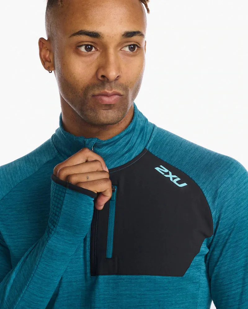 2XU Mens Ignition 1/4 Zip Top - Oceanside/Porcelain