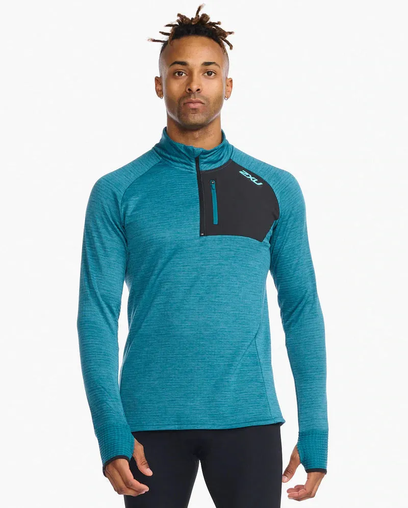 2XU Mens Ignition 1/4 Zip Top - Oceanside/Porcelain