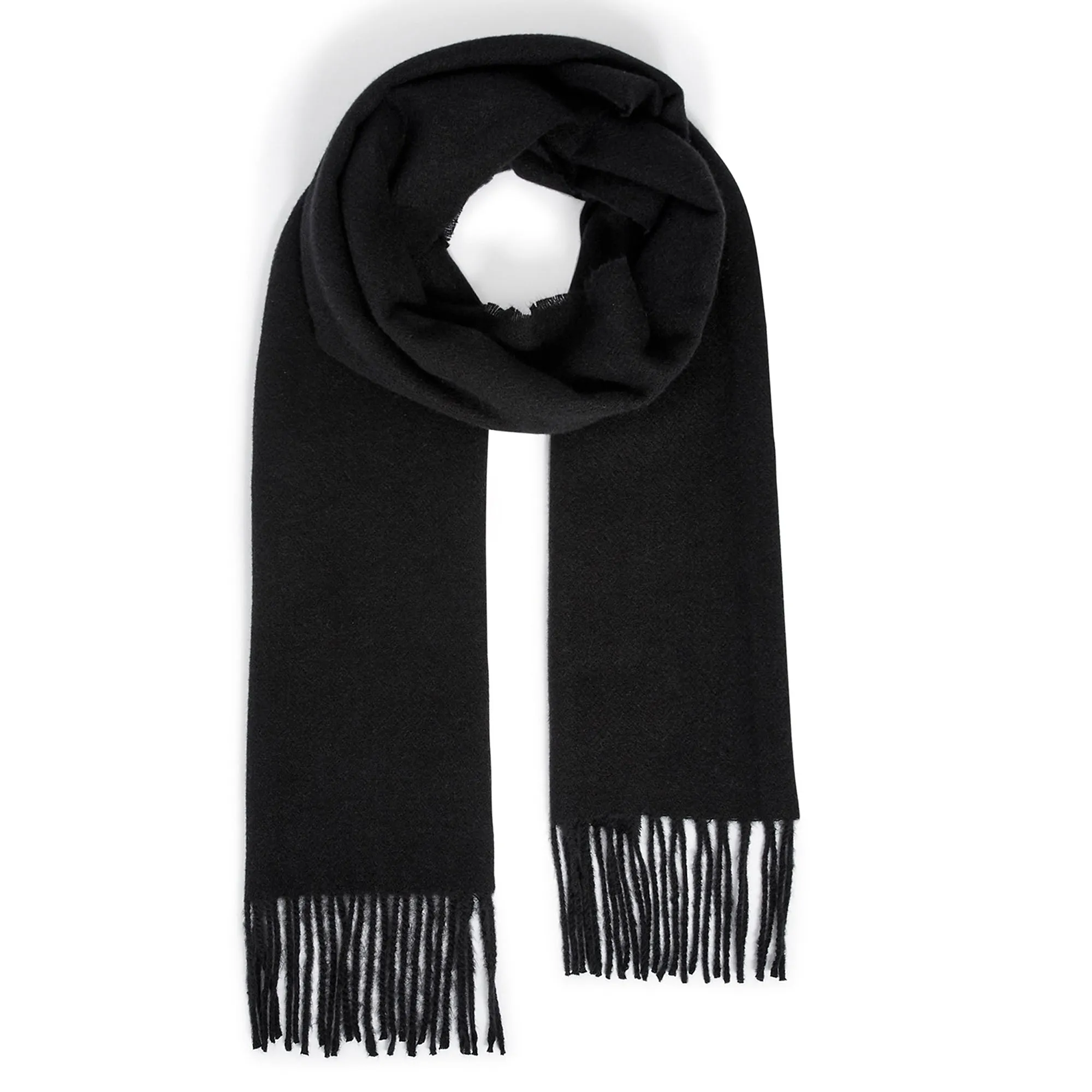 Accessorize London Women's Black Plain Tassel Scarf