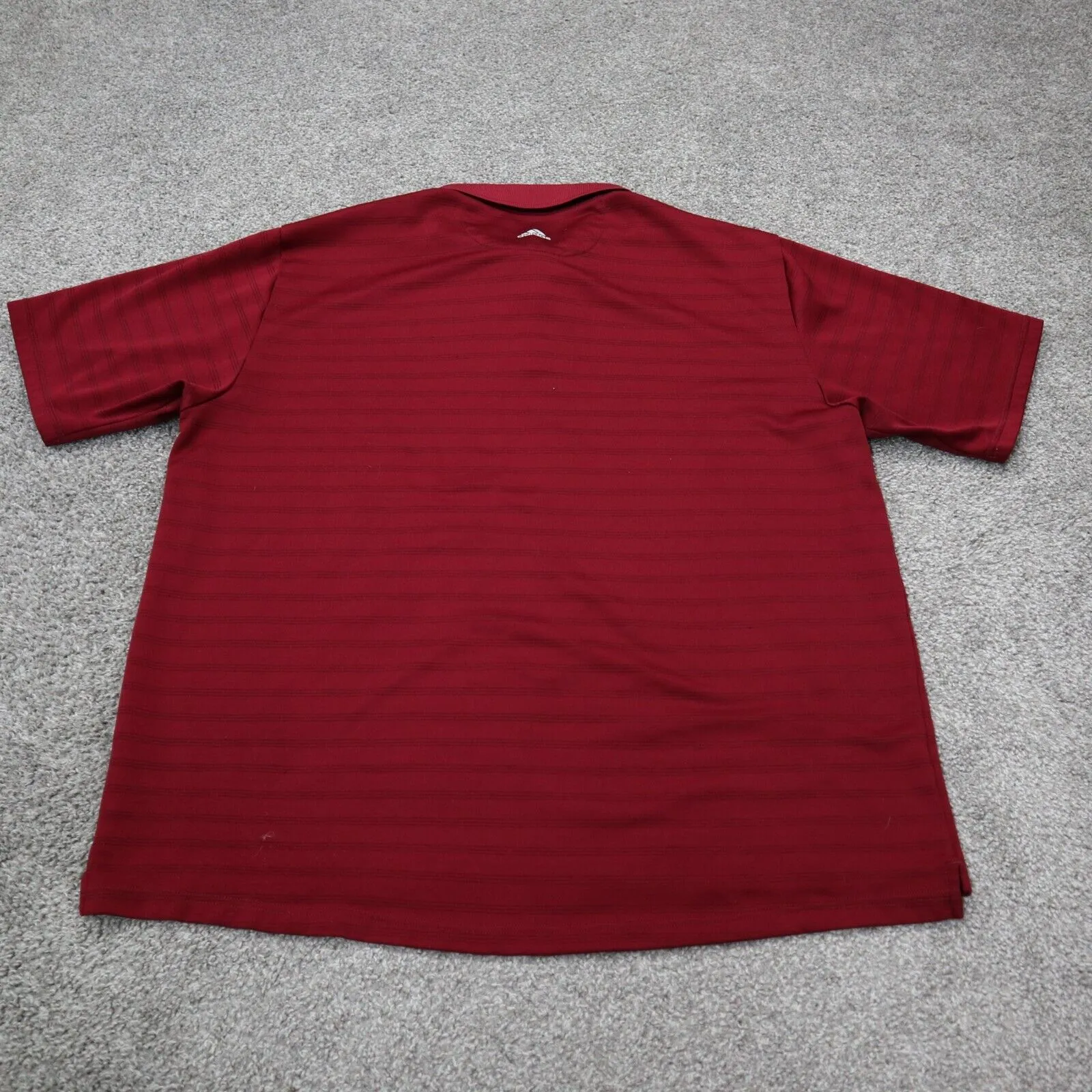 Adidas Men Polo Shirt Workout Short Sleeve Collar Button Stripe Burgundy Size XL