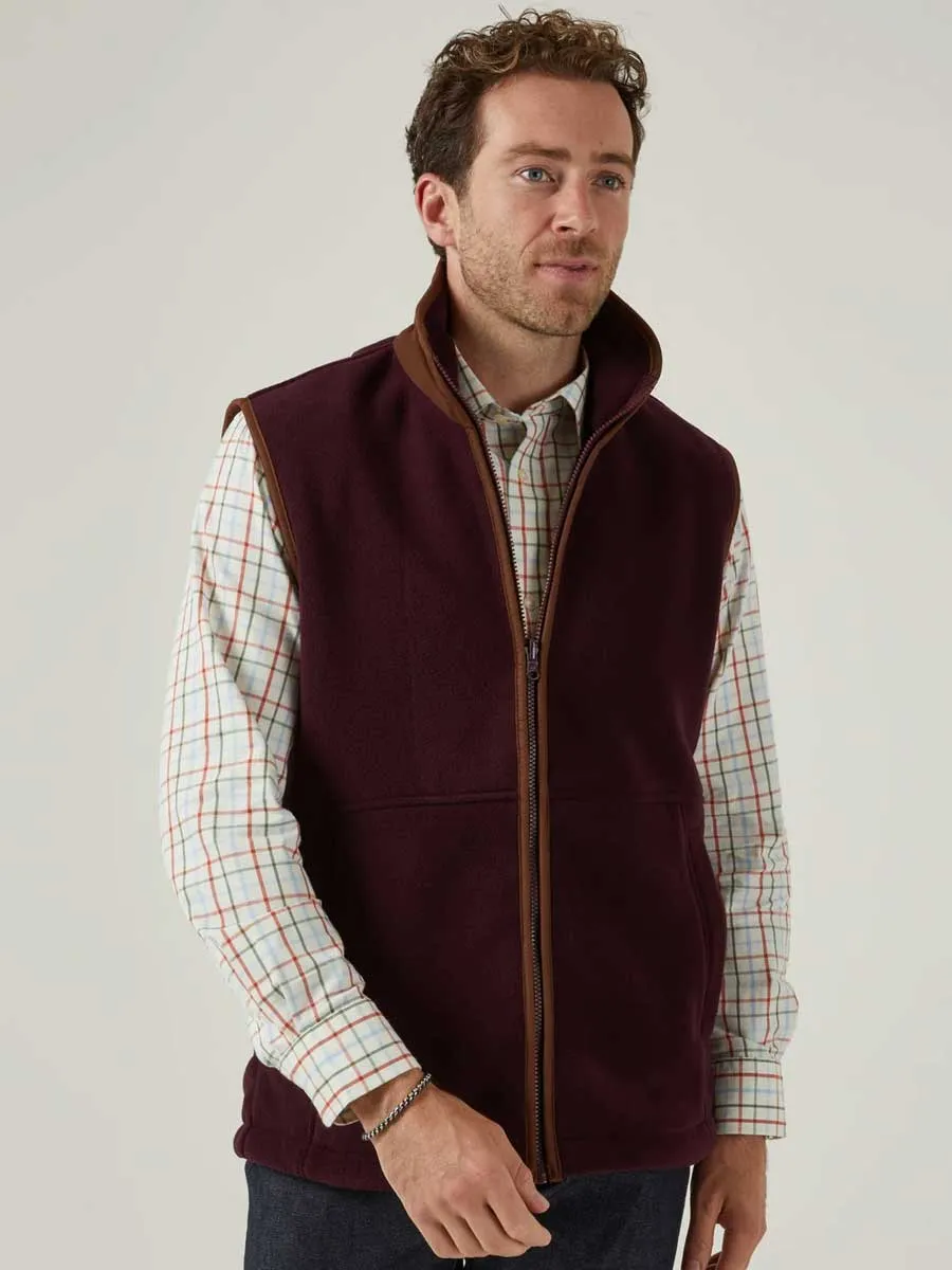 ALAN PAINE Aylsham Mens Fleece Gilet - Merlot