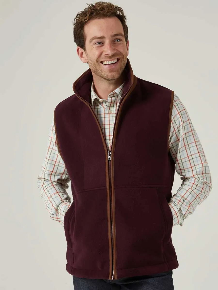 ALAN PAINE Aylsham Mens Fleece Gilet - Merlot