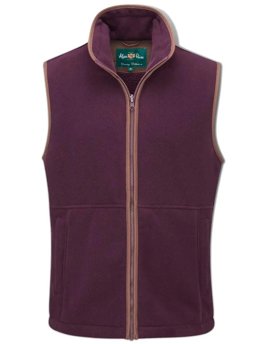 ALAN PAINE Aylsham Mens Fleece Gilet - Merlot