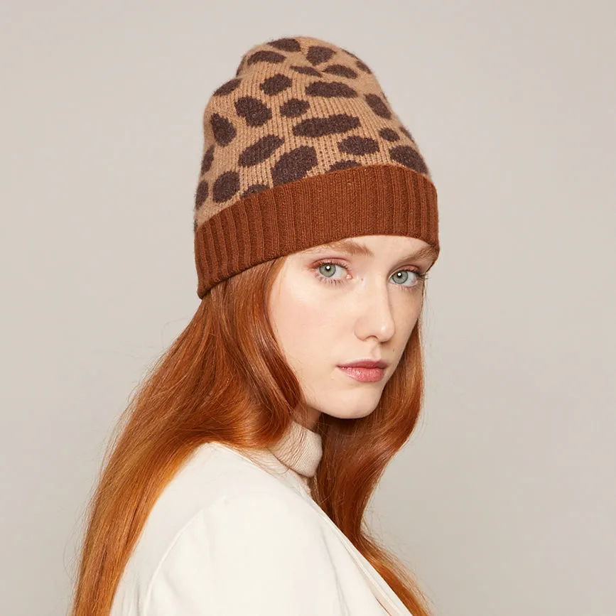 Alexis Leopard Cashmere Blend Beanie