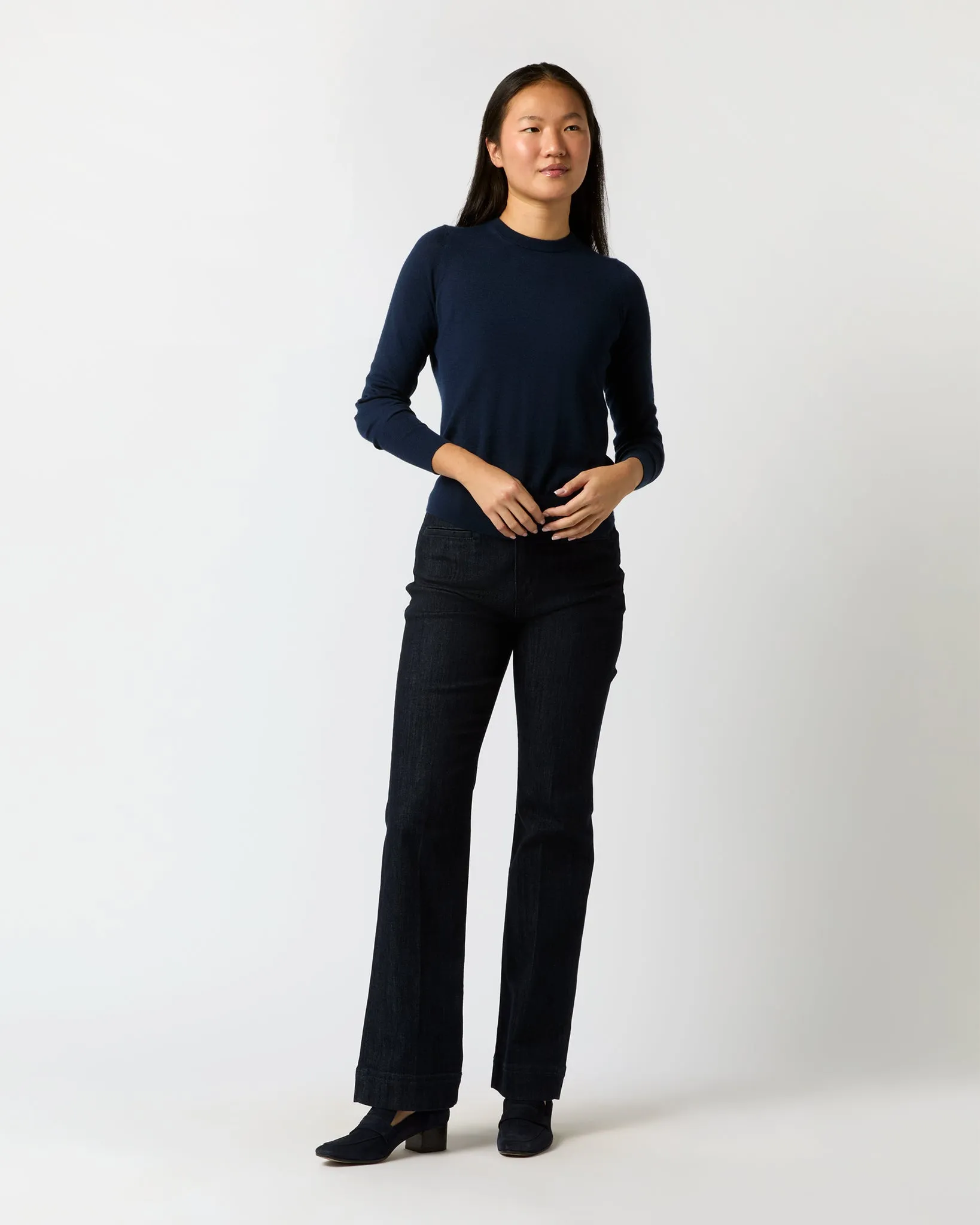 Alida Crewneck Sweater in Navy Cashmere