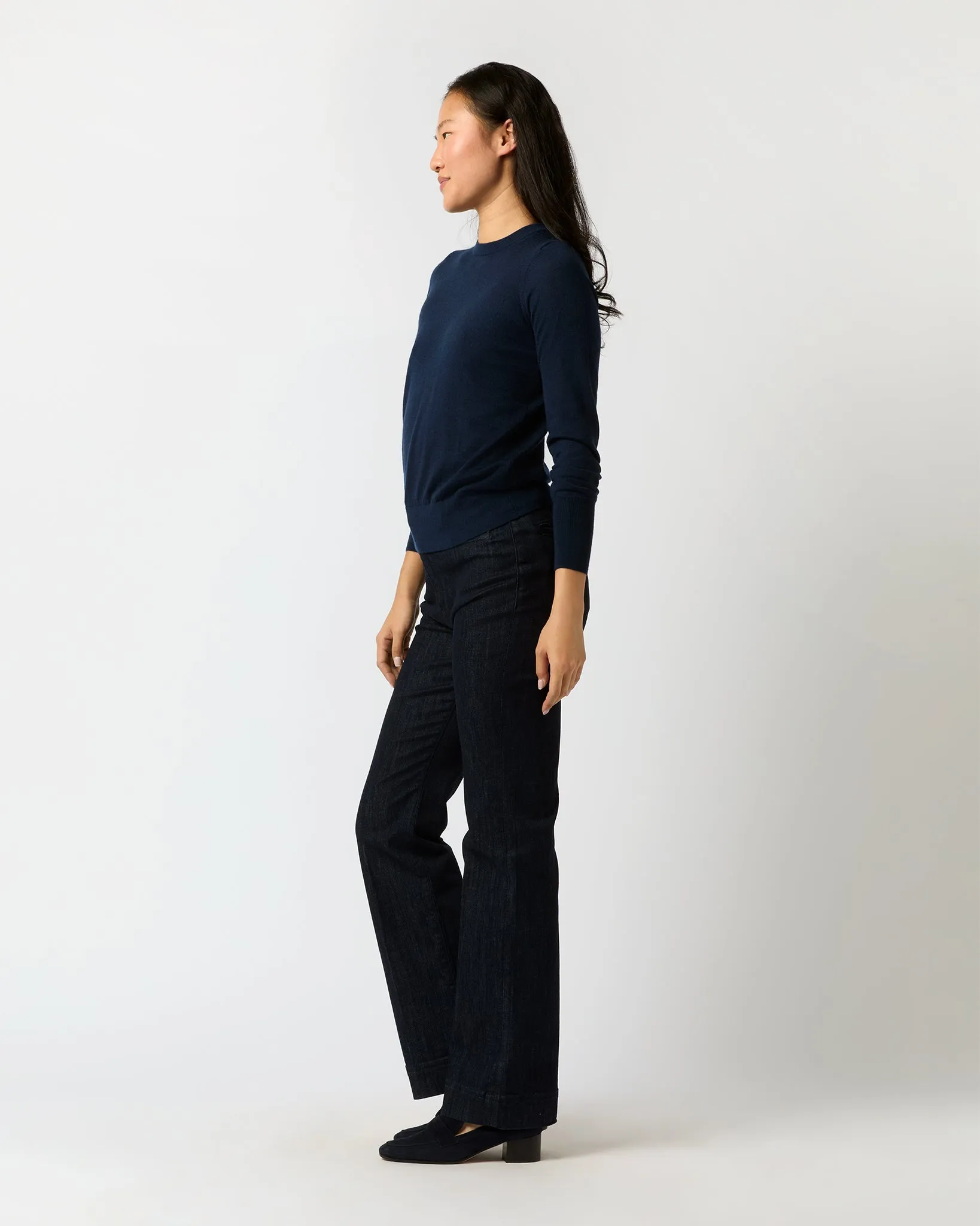 Alida Crewneck Sweater in Navy Cashmere