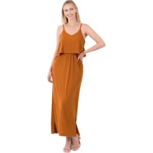 Almond Ribbed Double Layer Dress