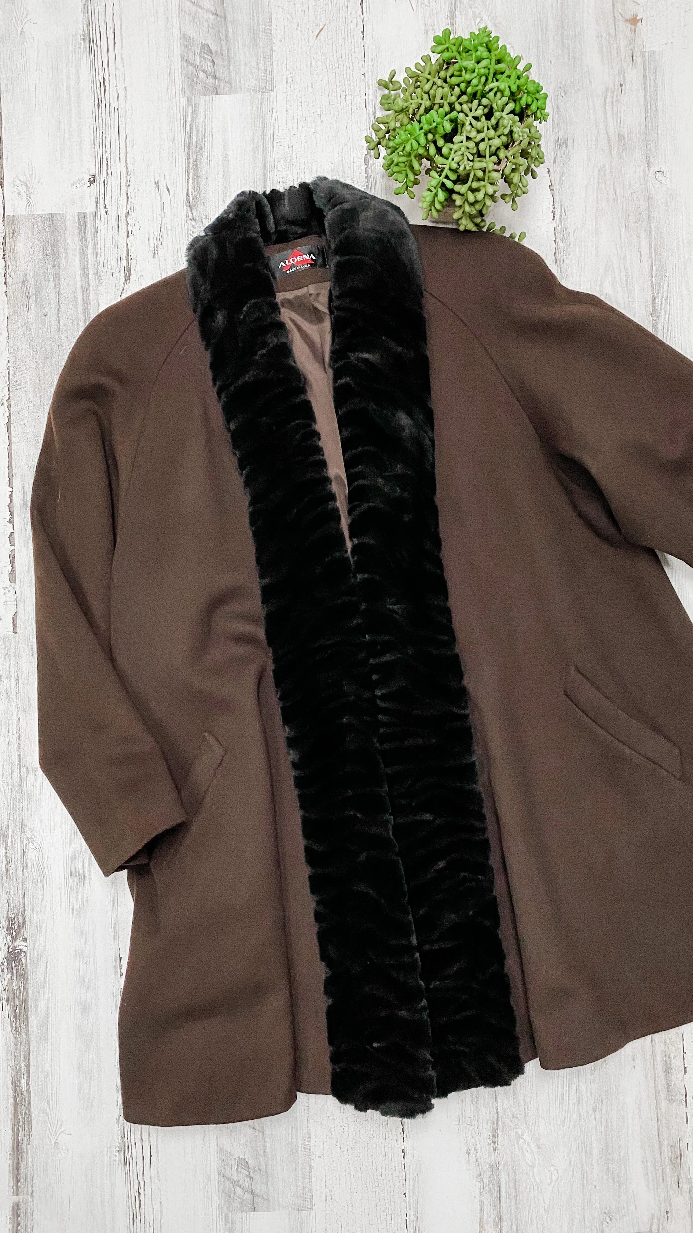 Alorna Brown & Black Wool Winter Coat (XL/XXL)