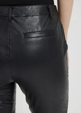 Andrea Crop Vegan Trouser | Black Leather