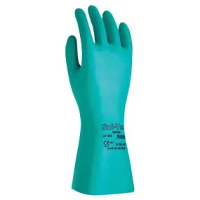 Ansell AlphaTec® Solvex® Nitrile Gloves, Gauntlet Cuff, Cotton Flock Lined, Size 11, Green, 15 mil, 37-175-11