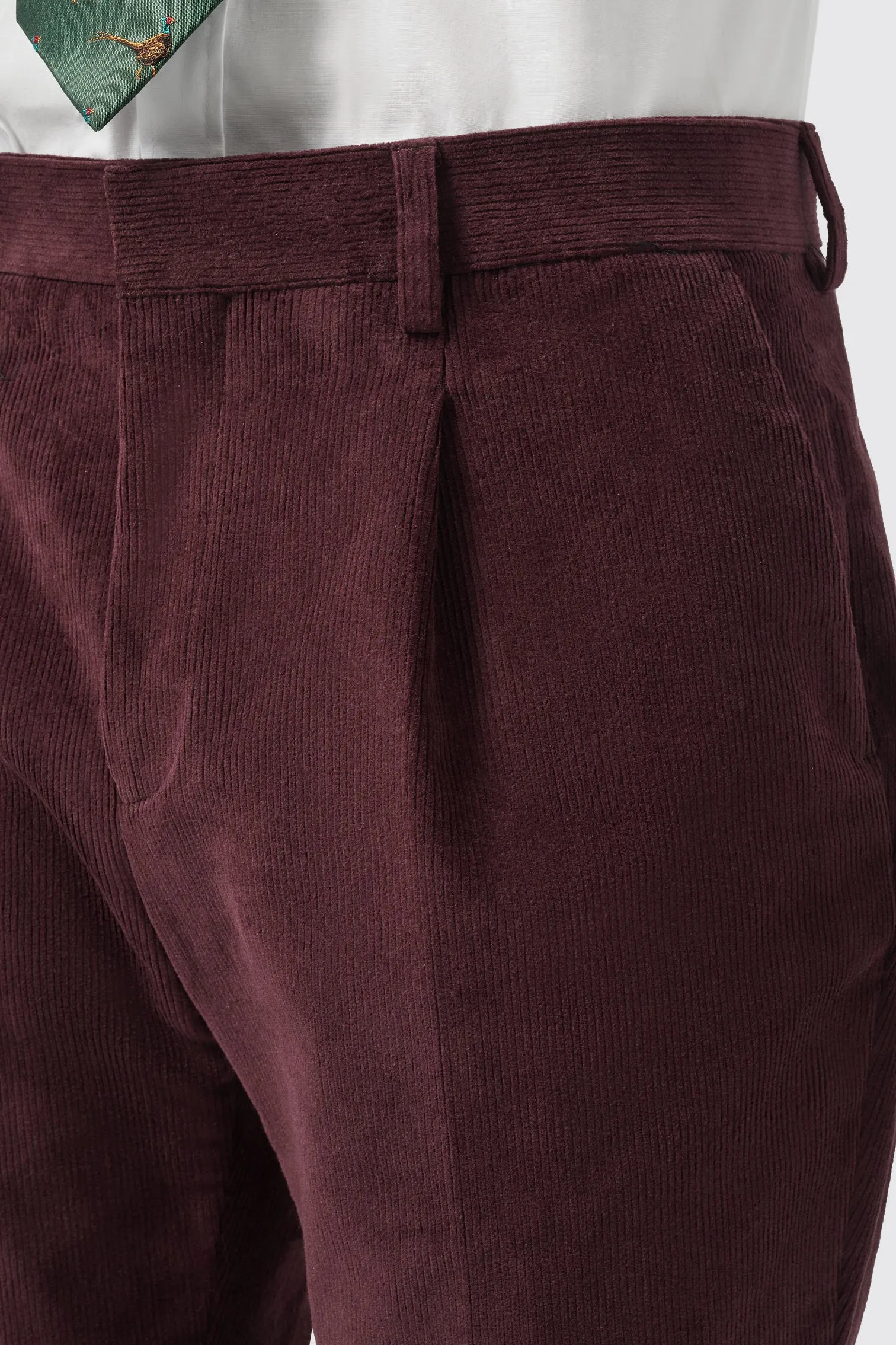 Aston Slim Fit Burgundy Corduroy Trousers - ARCHIVE