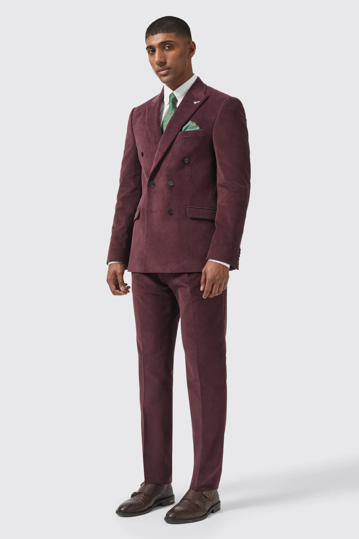 Aston Slim Fit Burgundy Corduroy Trousers - ARCHIVE