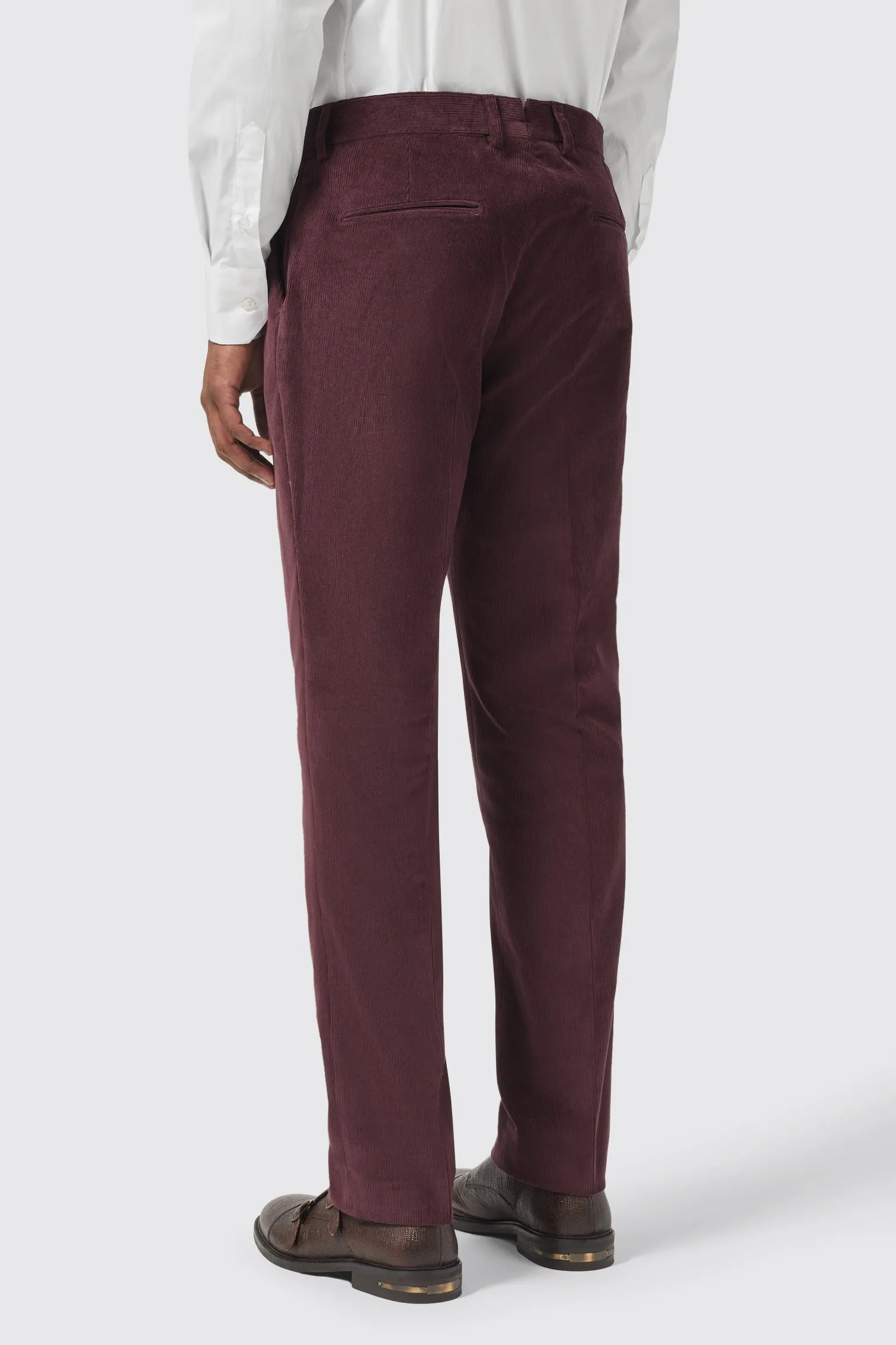 Aston Slim Fit Burgundy Corduroy Trousers - ARCHIVE