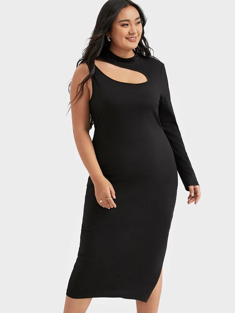 Asymmetrical Cut Out Bodycon Sweater Dresses