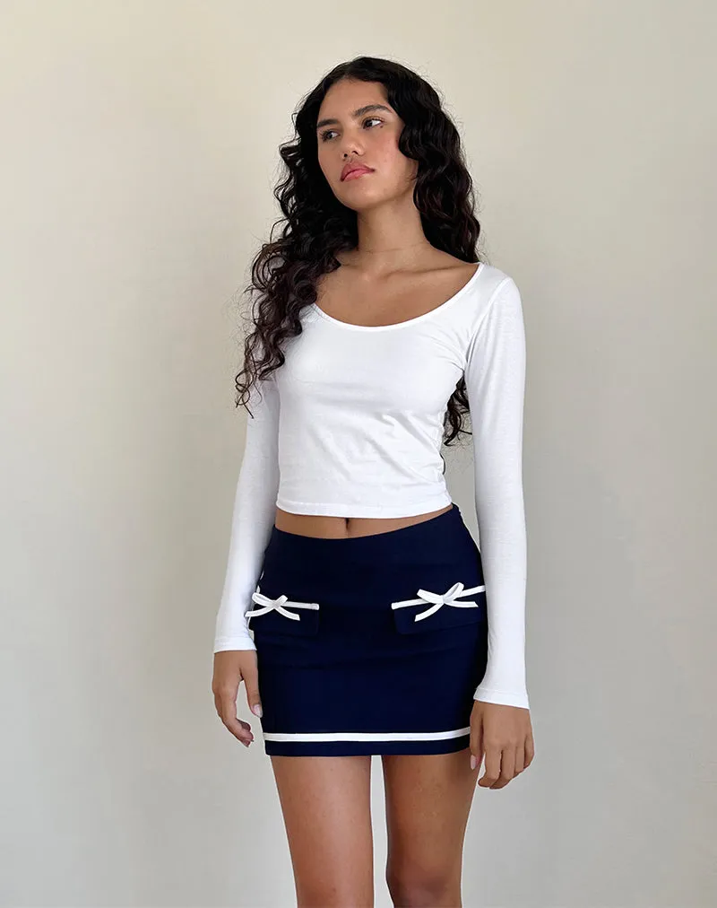 Babeda Bow Mini Skirt in Navy