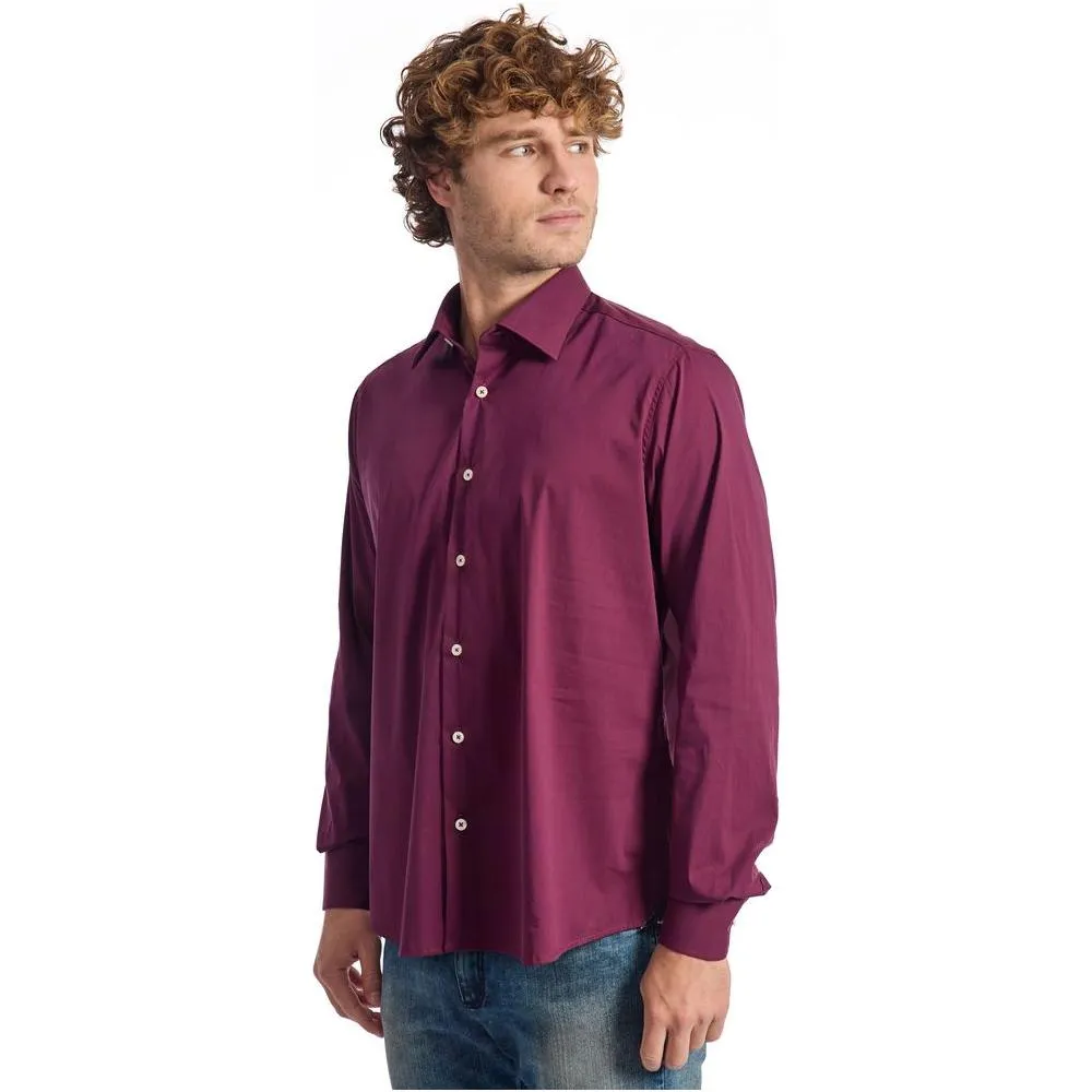 Baldinini Trend Burgundy Cotton Shirt