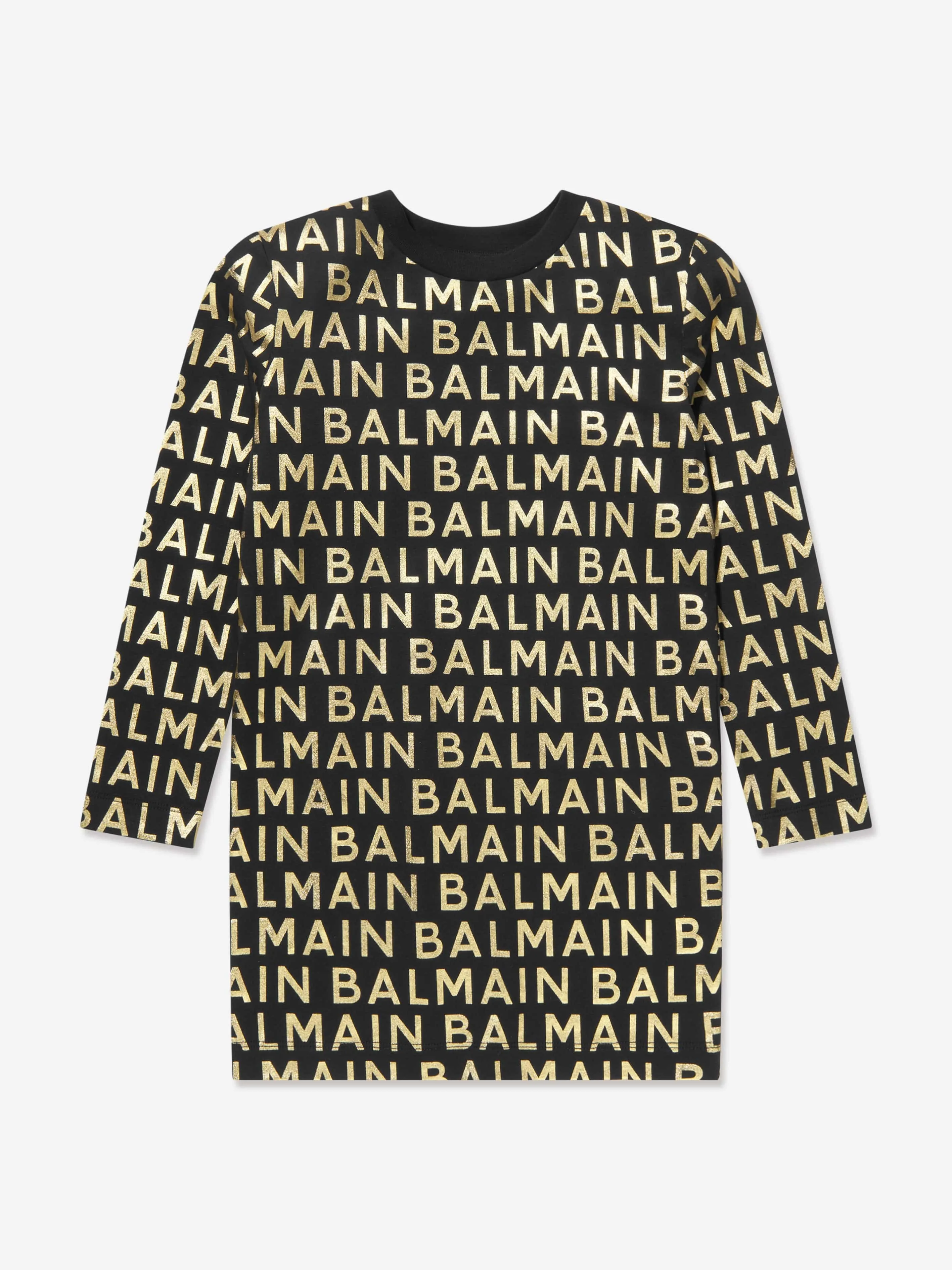 Balmain Girls Logo Sweater Dress in Black