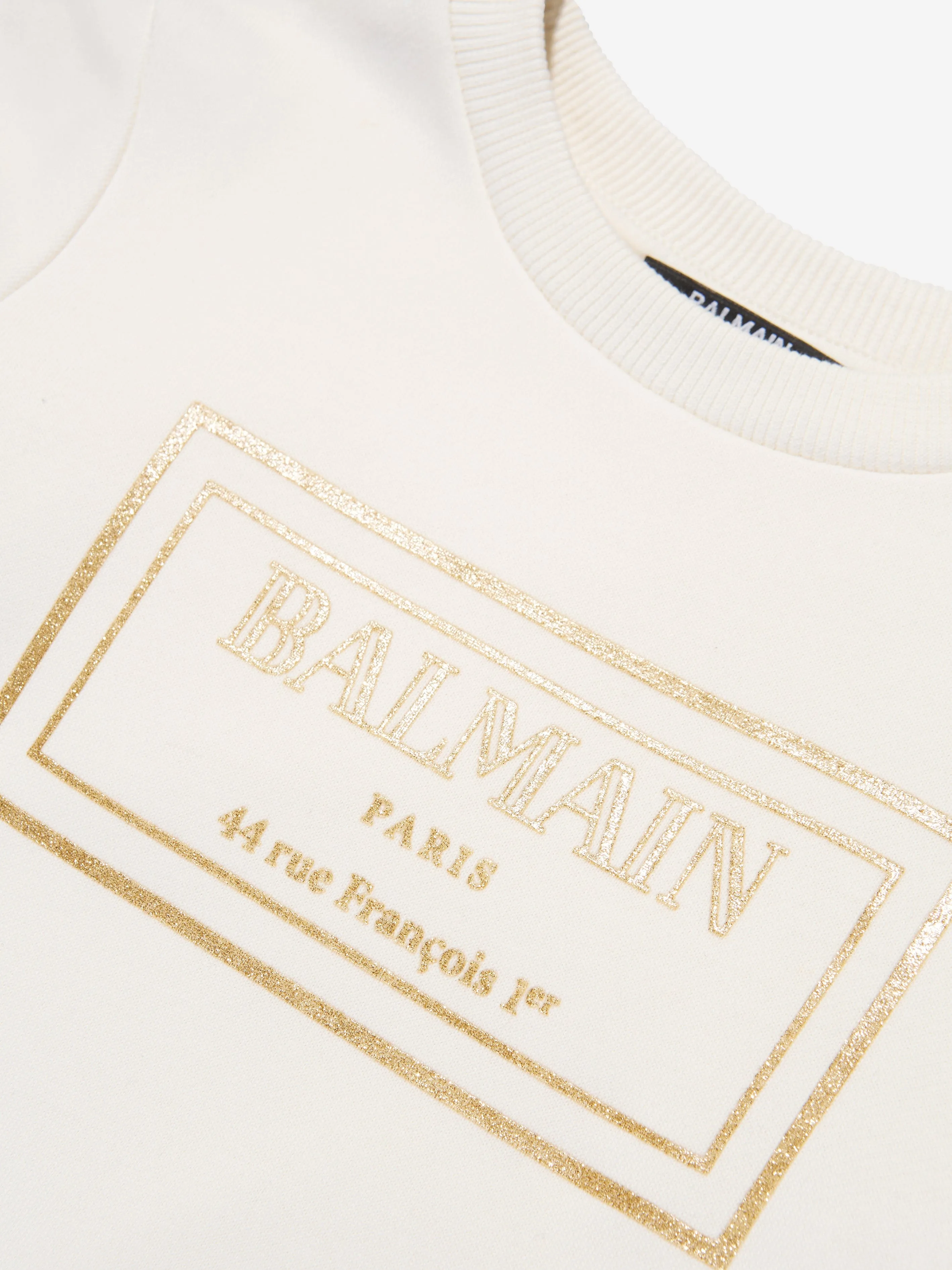 Balmain Girls Logo Sweater Dress in Ivory