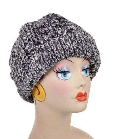 Beanie Hat, Reversible - Knit Look Faux Fur! Cozy Cable in Ash (Heather Gray) Faux Fur