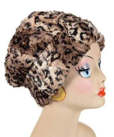 Beanie Hat, Reversible - Luxury Faux Fur in Carpathian Lynx