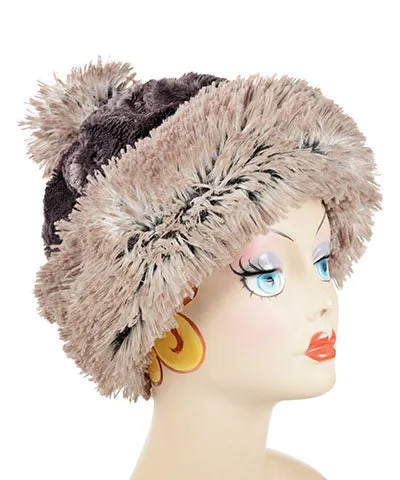 Beanie Hat, Reversible - Luxury Faux Fur in Espresso Bean