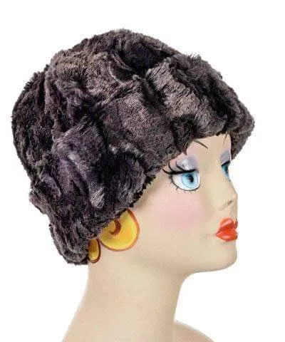 Beanie Hat, Reversible - Luxury Faux Fur in Espresso Bean