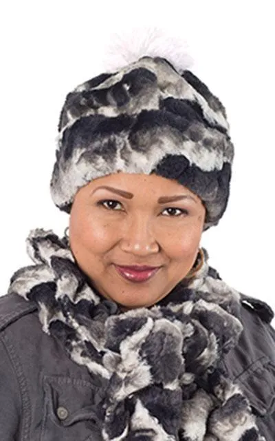 Beanie Hat, Reversible - Luxury Faux Fur in Ocean Mist (One Each Size Left!)