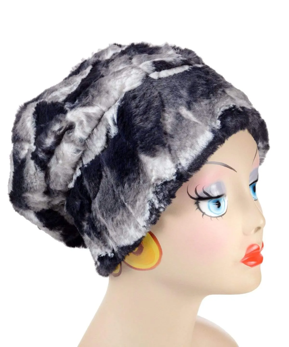 Beanie Hat, Reversible - Luxury Faux Fur in Ocean Mist (One Each Size Left!)