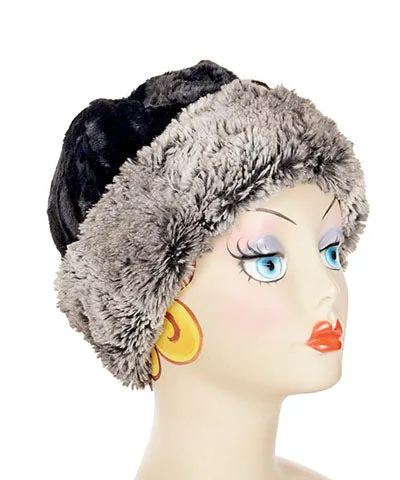 Beanie Hat, Reversible - Luxury Faux Fur in Seattle Sky