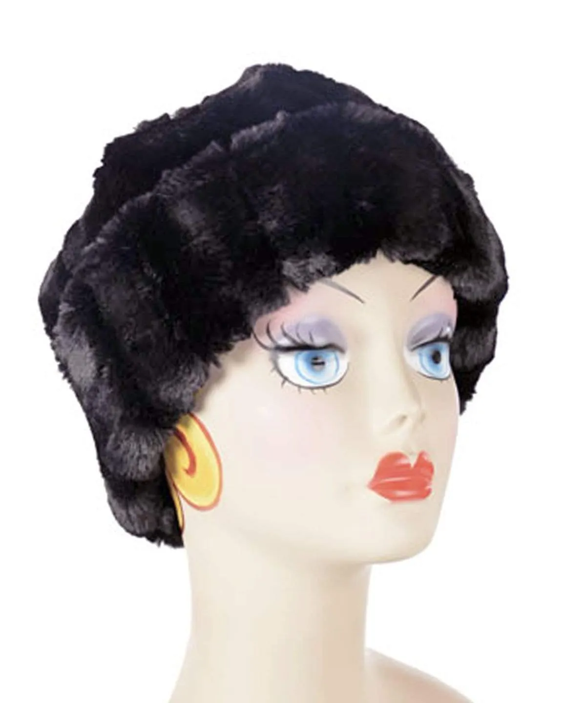 Beanie Hat, Reversible - Minky Faux Fur in Black