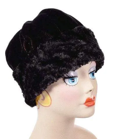 Beanie Hat, Reversible - Velvet in Black with Assorted Faux Fur (SOLD OUT)