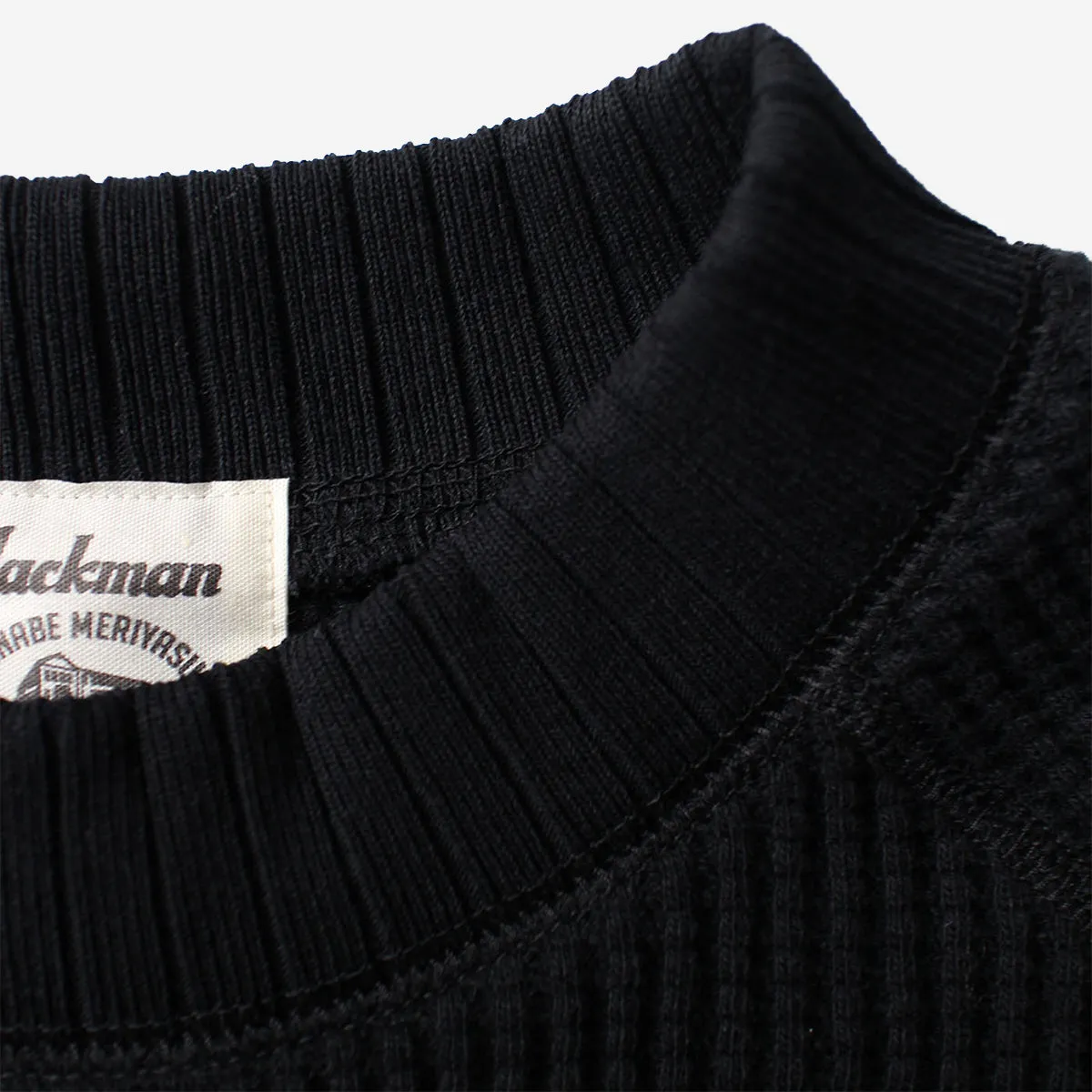 Big Waffle Mid-Neck Sweater - Black