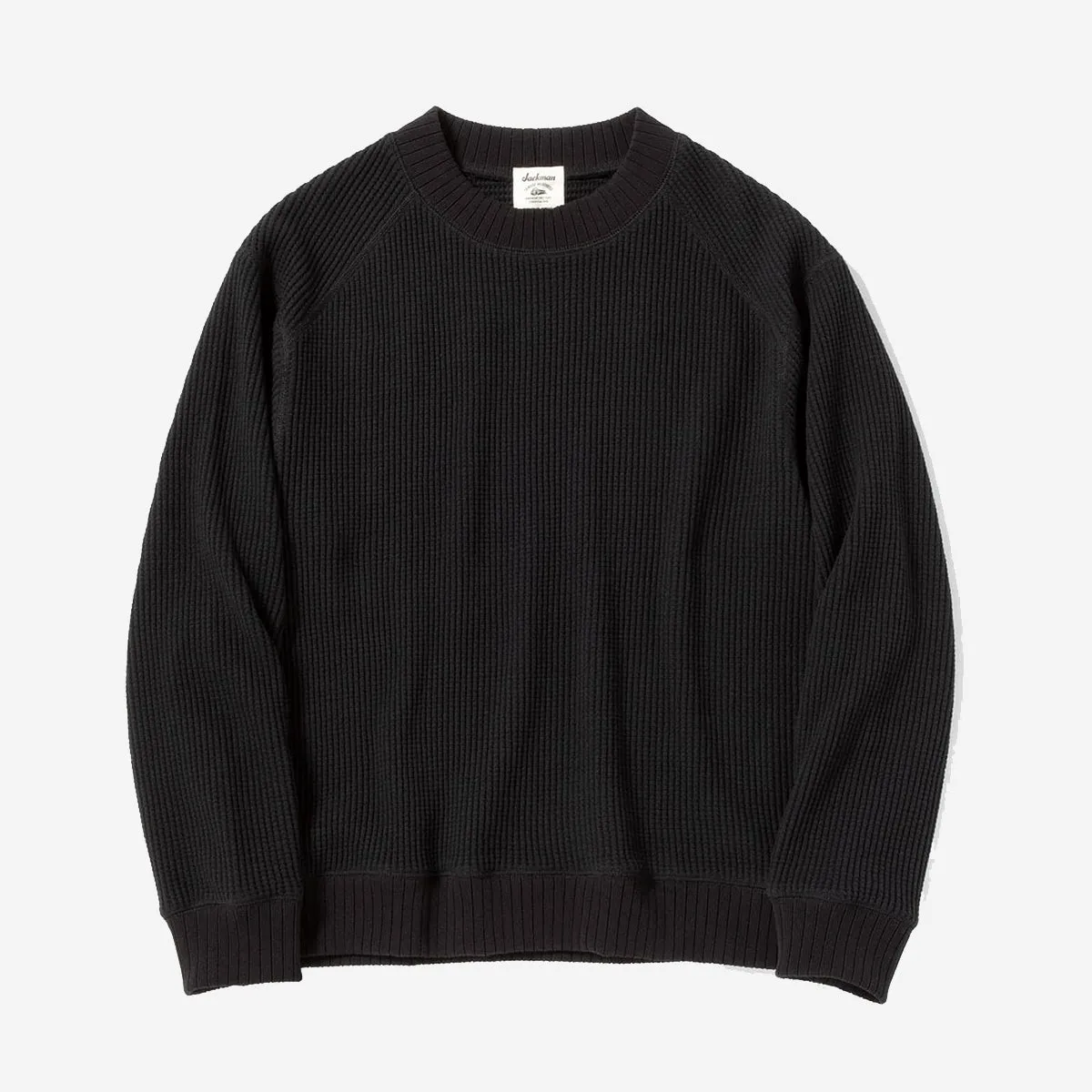 Big Waffle Mid-Neck Sweater - Black