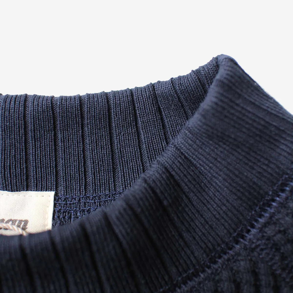 Big Waffle Mid-Neck Sweater - Dark Navy