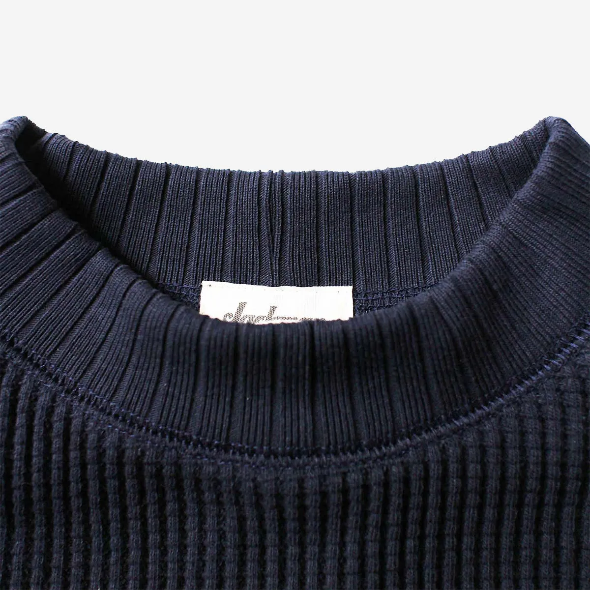 Big Waffle Mid-Neck Sweater - Dark Navy