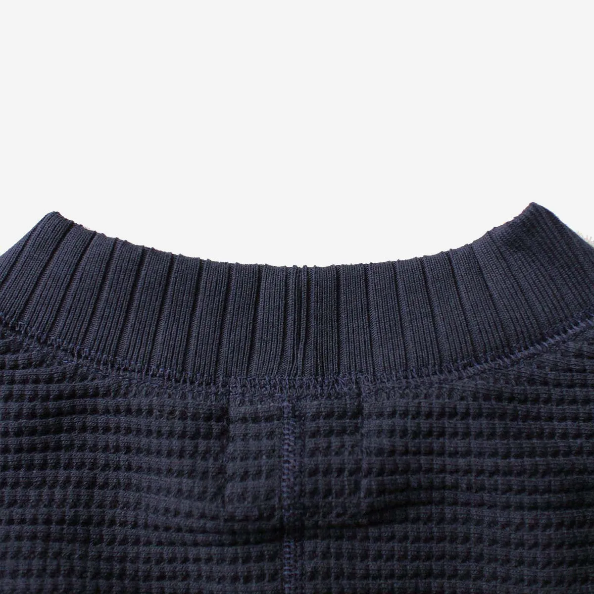 Big Waffle Mid-Neck Sweater - Dark Navy