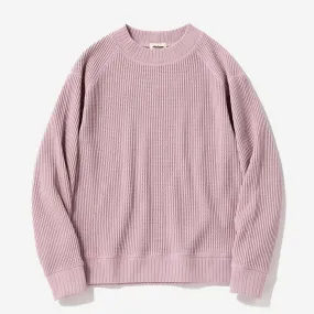 Big Waffle Mid-Neck Sweater - Smoky Pink