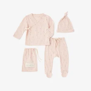 Blush Floral Organic Pointelle Cotton Layette Set