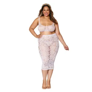 Bralette and Slip Skirt - Queen Size - White