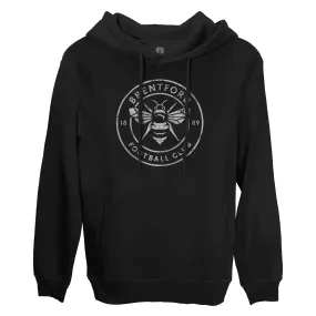 Brentford FC Mono Badge Fleece Pullover Hoodie - Black