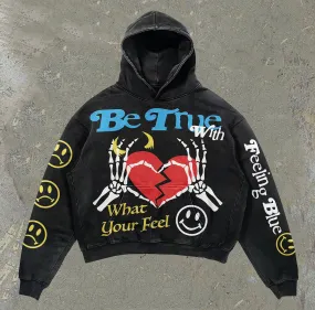 Broken Heart Skull Print Casual Street Hoodie