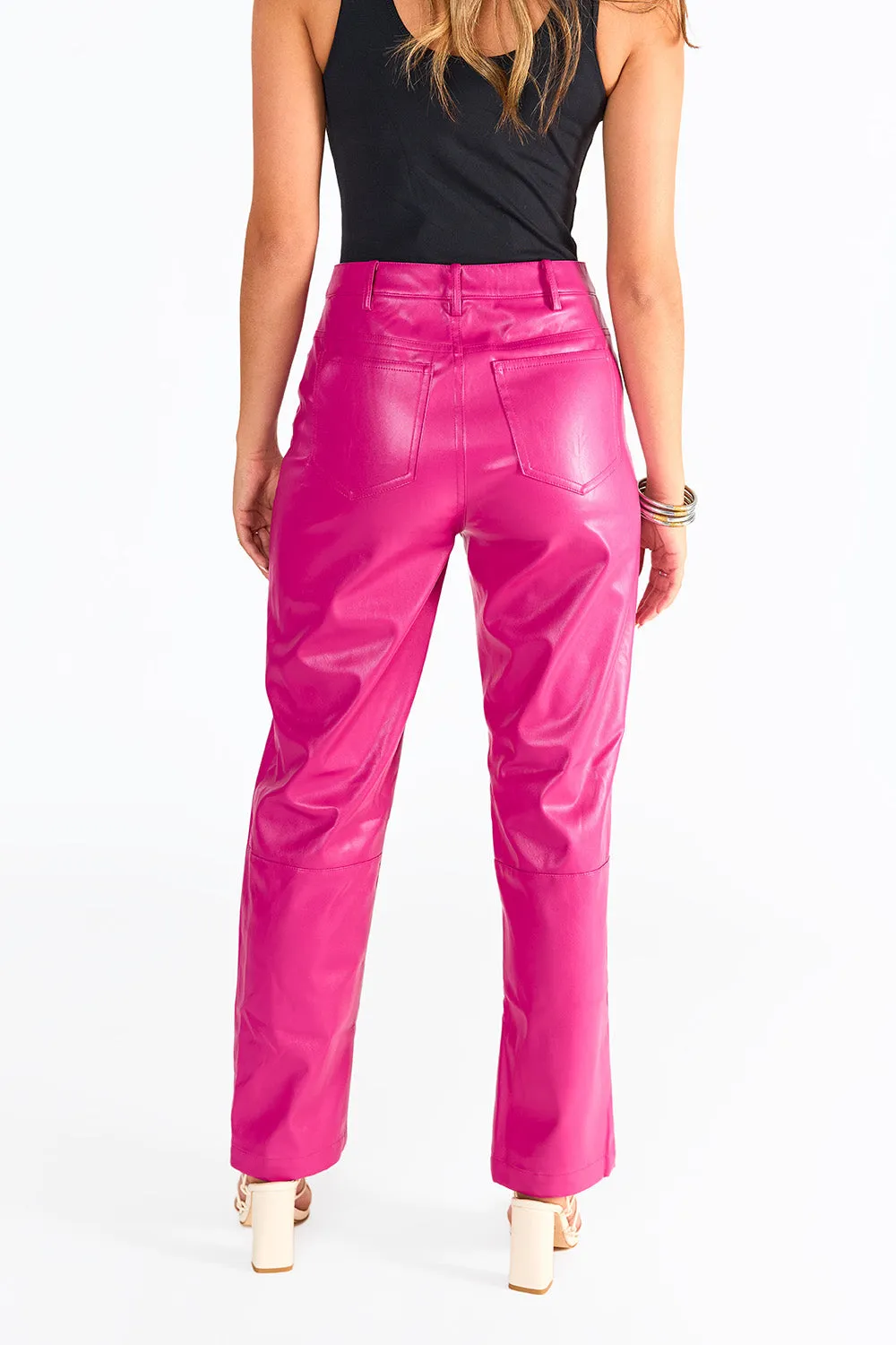 BuddyLove: Gomez Vegan Leather Pants in Fuchsia