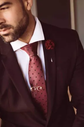 Burgundy and Black Polka Dot Tie