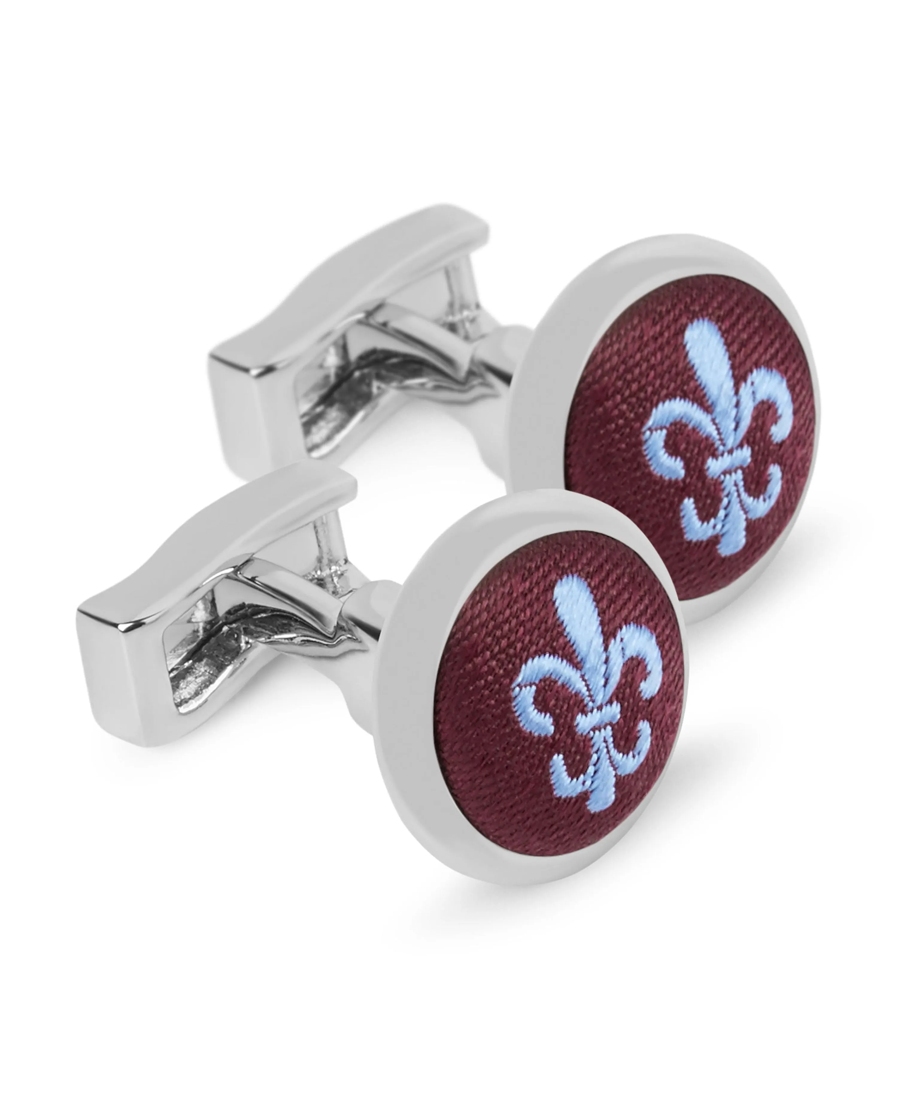 Burgundy and Blue Fleur de Lys Cufflinks