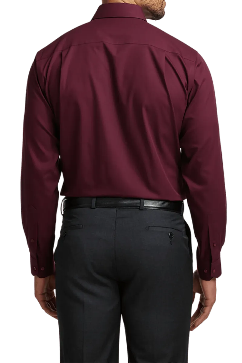 Burgundy Cotton Twill Spread Collar Shirt